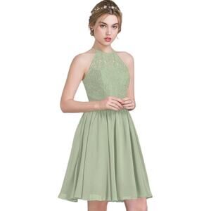 JJ's House A-line Scoop Knee-Length Chiffon Lace Cocktail Dress NWT Size…